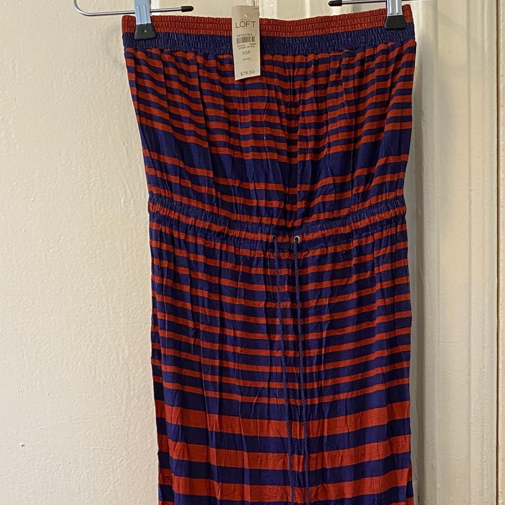 NEW LOFT Long Blue/Rust Summer Dress Size XSP